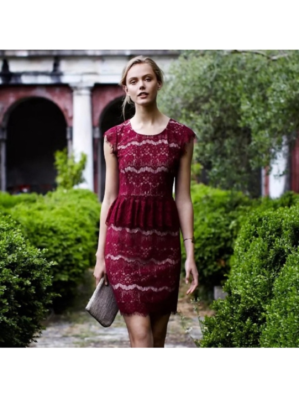 Anthropologie Elsa lace peplum dress XS